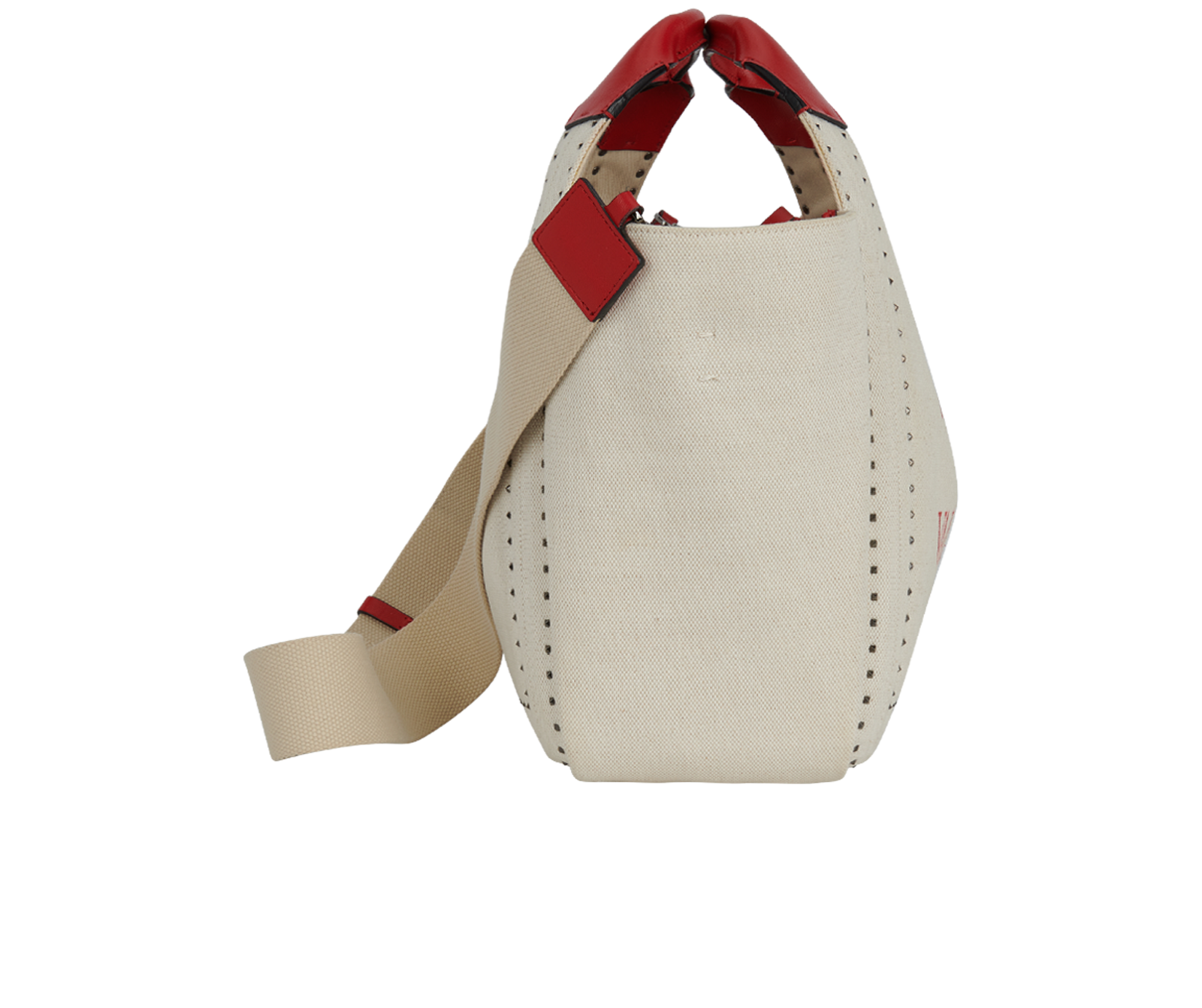 Atelier 01 Small Logo Tote, &pound;450, Handbags, Beige/Red, Canvas, Side view